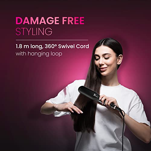 Syska HS100 SalonFinish Hair Straightener for Women with Ceramic Coating Aluminium Plate, PTC Technology, 360degree Swivel Cord with 1.8m length (Black) - Image 5