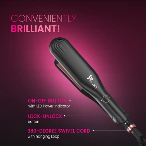 Syska HS100 SalonFinish Hair Straightener for Women with Ceramic Coating Aluminium Plate, PTC Technology, 360degree Swivel Cord with 1.8m length (Black) - Image 3