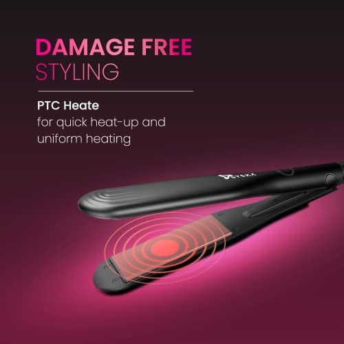 Syska HS100 SalonFinish Hair Straightener for Women with Ceramic Coating Aluminium Plate, PTC Technology, 360degree Swivel Cord with 1.8m length (Black) - Image 4