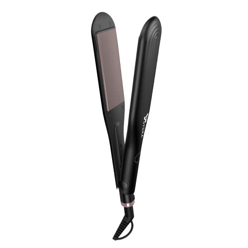 Syska HS100 SalonFinish Hair Straightener for Women with Ceramic Coating Aluminium Plate, PTC Technology, 360degree Swivel Cord with 1.8m length (Black) - Image 1