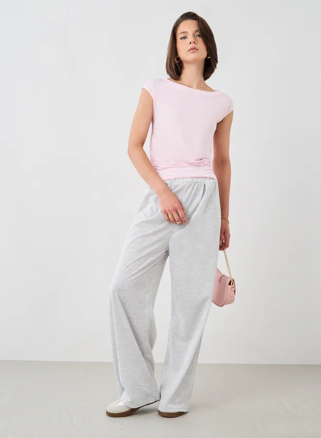 تايك تو Take Two Solid Round Neck Knitted Top