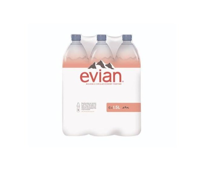 Evian Natural Mineral Water Pet Sunrise 1.5 Lt x 6
