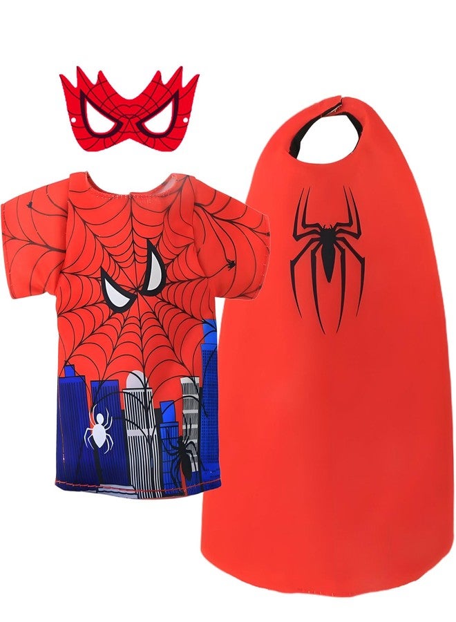 AimatRun Christmas Elf Doll Accessories, Holiday Elf Kit, Elf Clothes for Boy Super Ideas, Hero Outfits with Cape & T-shirt & Eyemask Spider Couture Accessory - Image 1