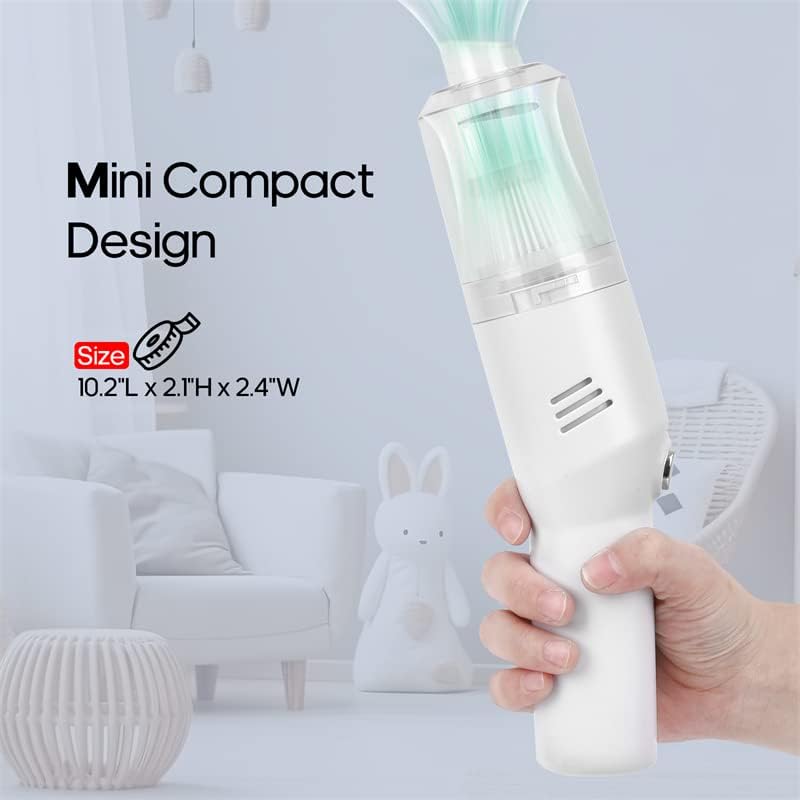 Auloea Wireless Mini Car Vacuum Cleaner(400g) Portable Rechargeable,Handheld Vacuums, Mini but Mighty Dust Busters Cordless Rechargeable,Hand Held Vac for Car/Desk V06/white - Image 2