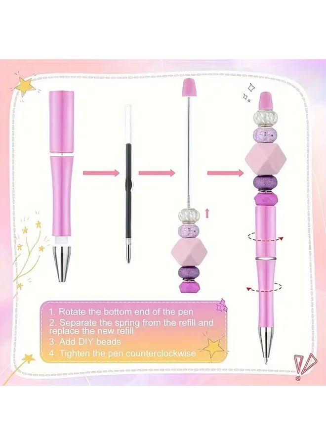 100 Pieces Random Color Plastic Beadable Pen DIY Ballpoint Pen For Office School - Image 3