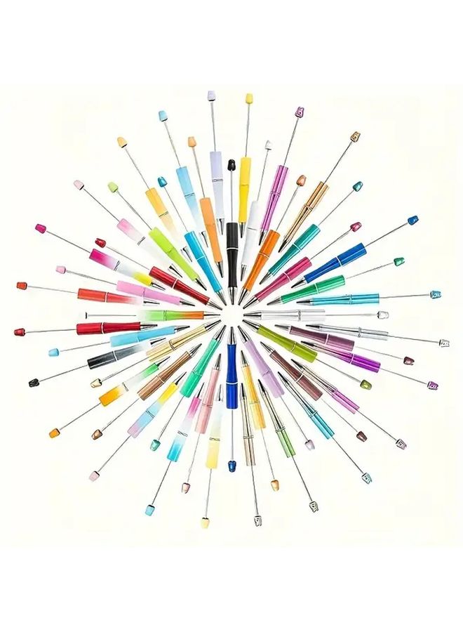 100 Pieces Random Color Plastic Beadable Pen DIY Ballpoint Pen For Office School - Image 5