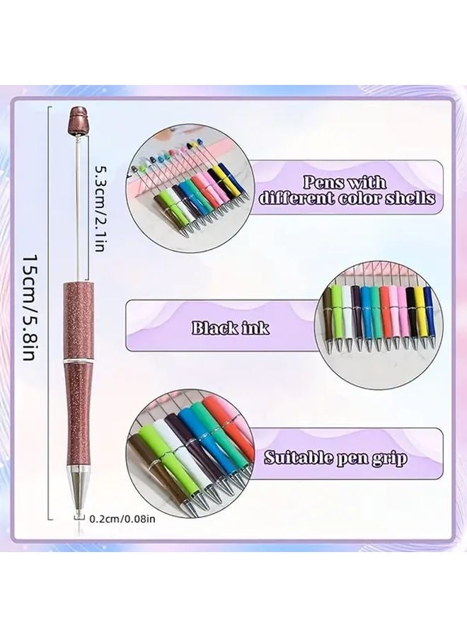 100 Pieces Random Color Plastic Beadable Pen DIY Ballpoint Pen For Office School - Image 2