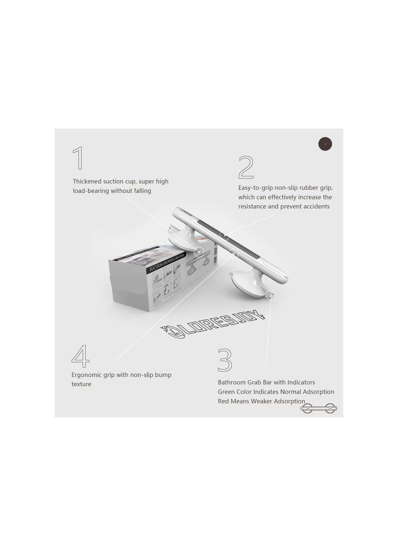 Generic 12-Inch Suction Cup Grab Bars for Bathtubs and Showers - Safety Bathroom Balance Assist Handle with Indicators for Elderly - 1 Pack Shower Handle for Enhanced Stability and Support  - Image 2