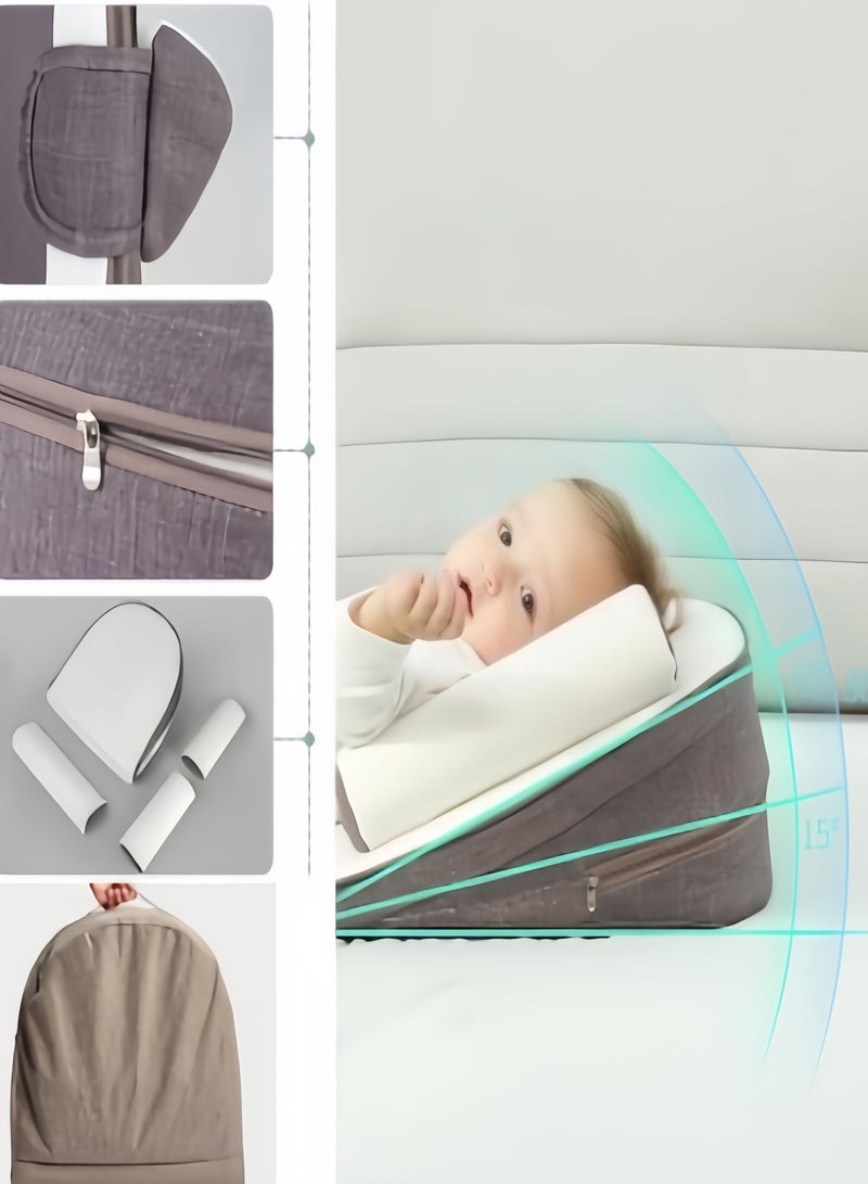 كيفن وسادة لمنع ارتجاع ، قابل للتعديل ارتفاع 0-30 درجة ، ويخفف من القيء والحليب ، والتهاب القولون المعوي ، والجدار الجانبي ( براون )  كرسي رعاية الأطفال ، سرير السفر للرضع ، يخفف من البصق الوسائد المنحدرة ، وسادة الرضاعة القابلة للتعديل 0-30 درجة للرضاعة الطبيعية للرضع حصيرة منحدر الحليب المضادة للبصق وسادة داعمة من القطن الذاكرة وسادة دعم الموقف متعددة الوظائف ومتعددة الطبقات يمكن ضبط الارتفاع التصميم الهندسي وسادة مضادة للارتجاع - Image 4