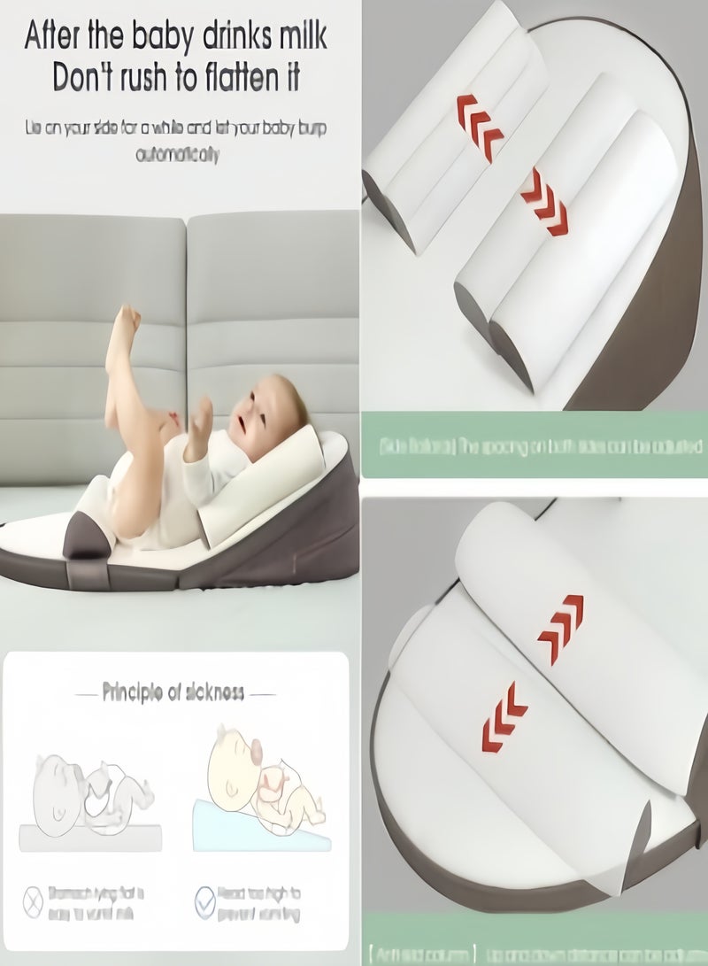 كيفن وسادة لمنع ارتجاع ، قابل للتعديل ارتفاع 0-30 درجة ، ويخفف من القيء والحليب ، والتهاب القولون المعوي ، والجدار الجانبي ( براون )  كرسي رعاية الأطفال ، سرير السفر للرضع ، يخفف من البصق الوسائد المنحدرة ، وسادة الرضاعة القابلة للتعديل 0-30 درجة للرضاعة الطبيعية للرضع حصيرة منحدر الحليب المضادة للبصق وسادة داعمة من القطن الذاكرة وسادة دعم الموقف متعددة الوظائف ومتعددة الطبقات يمكن ضبط الارتفاع التصميم الهندسي وسادة مضادة للارتجاع - Image 5