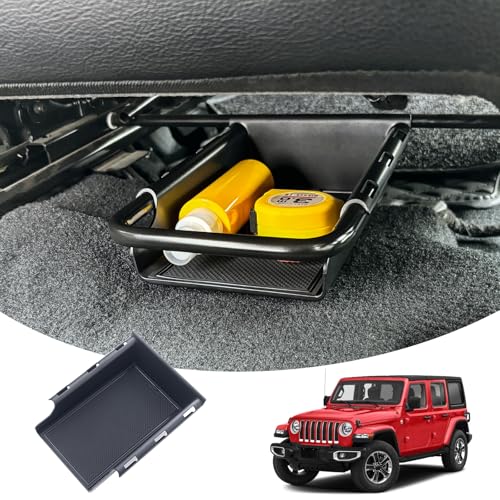 JKCOVER Front Under Seat Storage Organizer Tray Compatible with Jeep Wrangler JL/JLU 2018-2021 2022 2023 2024 2025 and Jeep Gladiator JT Truck 2020-2023 2024 2025 Hidden Accessories （Patented Design） - Image 1