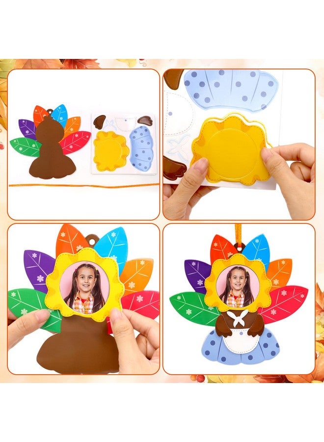 ceiba tree Thanksgiving Crafts for Kids Turkey Photo Frame Craft Kits Picture Ornament Foam Self Adhesive Stickers for Fall Thanksgiving Party Favor - Image 3