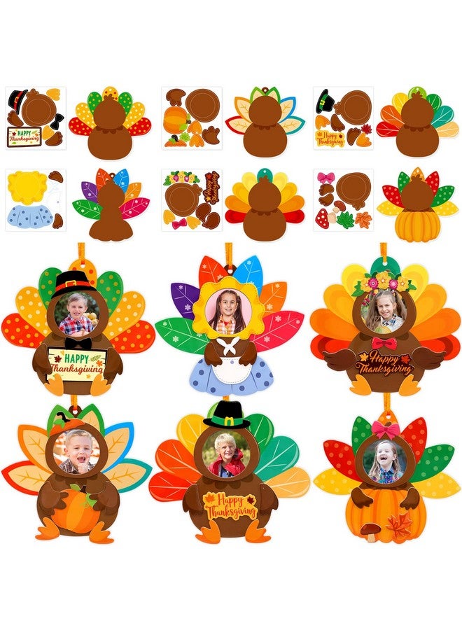 ceiba tree Thanksgiving Crafts for Kids Turkey Photo Frame Craft Kits Picture Ornament Foam Self Adhesive Stickers for Fall Thanksgiving Party Favor - Image 1