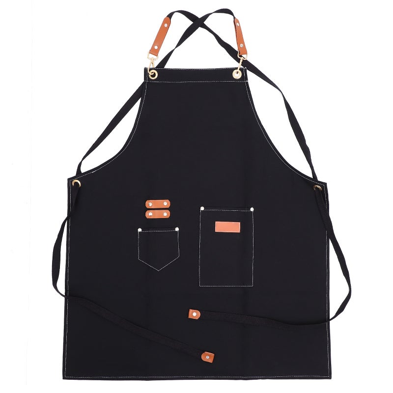 Chefs Apron with Durable Canvas Material, Halter Neck Design for Cafes - Image 1