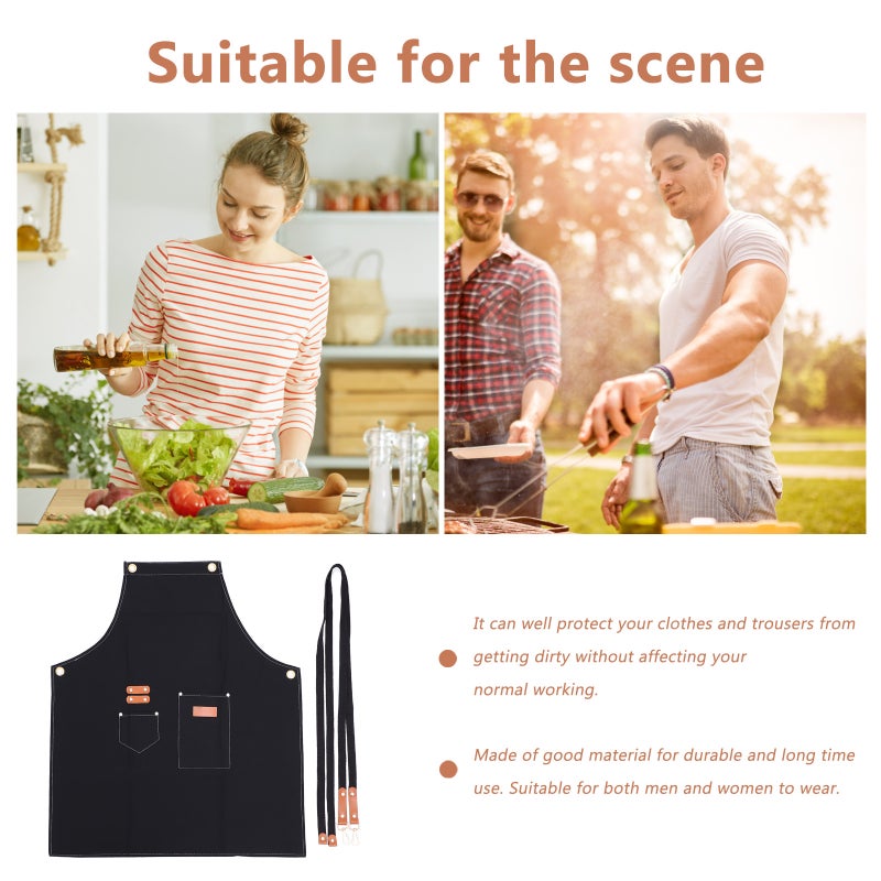 Chefs Apron with Durable Canvas Material, Halter Neck Design for Cafes - Image 3