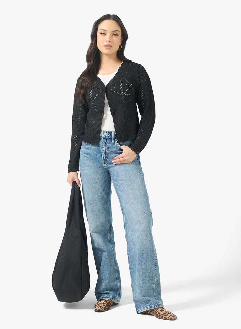 جينجر كارديجان محبوك بفتحات وأزرار - Image 4