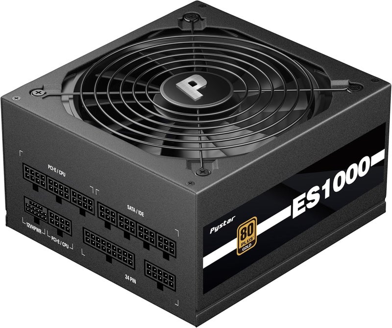 Pystar 1000W Power Supply 80+ Gold Full Modular PSU, ATX 3.0 & PCIE 5.0, ES1000 - Image 1