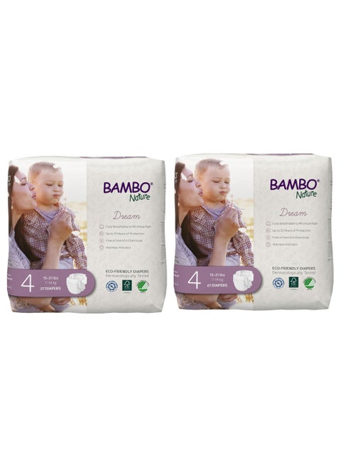 Bambo Nature Eco Friendly Diaper Size 4, 7-14 Kg, 54counts (27 x 2)