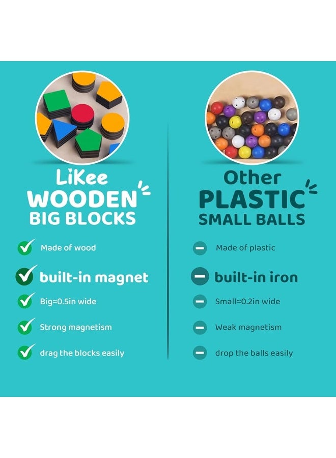 LiKee Strong Magnetic Maze, Montessori Toys for 1 2 3 Years Old Boy Girl Gift, Wodden Puzzle Develop Fine Motor Skills, Kids On Road Trip Travel Airplane Activity, 1-5 Preschool Learning Shape & Color - Image 2