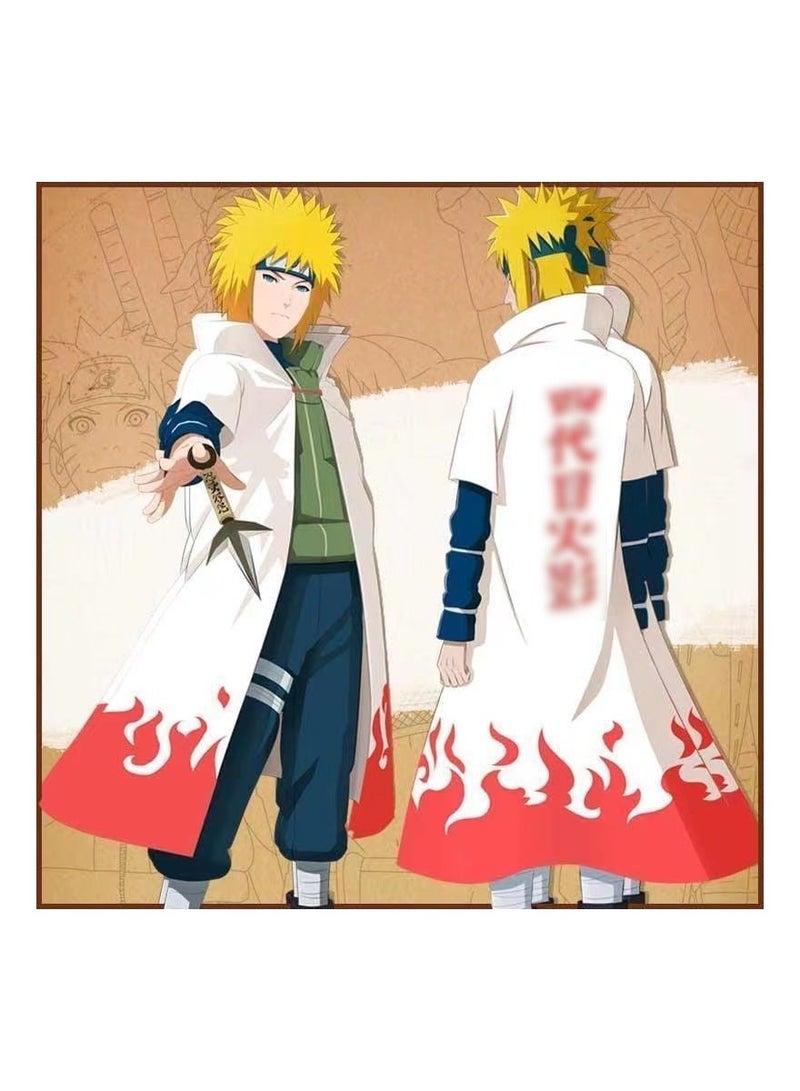 Unisex Naruto Ninja Long Robe Costume Minato Namikaze Cosplay Cape Robe Fourth Ninja Cloak Adult And Kids Costume Uniform Size XL - Image 5