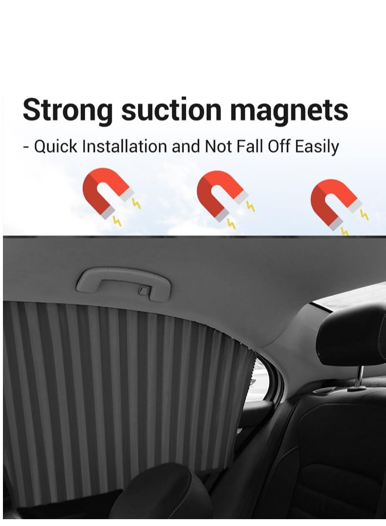 4 Piece Slidable Magnetic Car Side Window Sun Shade Curtain Black - Image 5