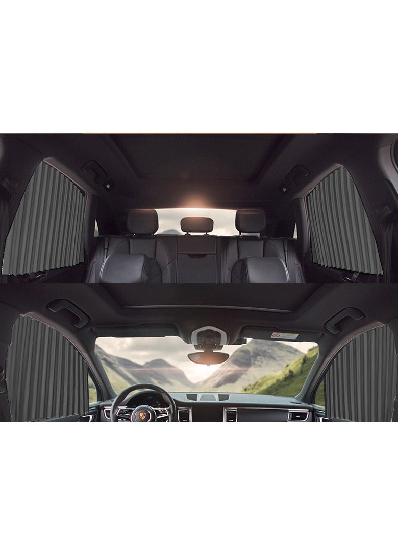 4 Piece Slidable Magnetic Car Side Window Sun Shade Curtain Black - Image 1