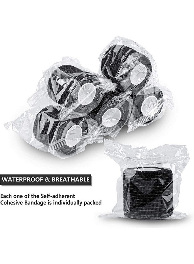 Mooerca 12 Pack Self Adherent Cohesive Wrap Bandages 2 Inches X 5 Yards, First Aid Tape, Elastic Self Adhesive Tape, Athletic, All Sports wrap Tape, Breathable Wound Tape, Bandage Wrap for Wrist, Ankle, Black - Image 3