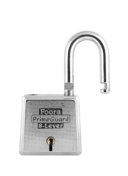 Foora Foora PrimeGuard 60 Padlock Doubel Locking Iron Zinc 8 Lever Key Lock for Door Gate Shutter 1 Key Chain Size 60mm Silver Glossy Finish 2 Lock with 5 Same Key  - Image 4