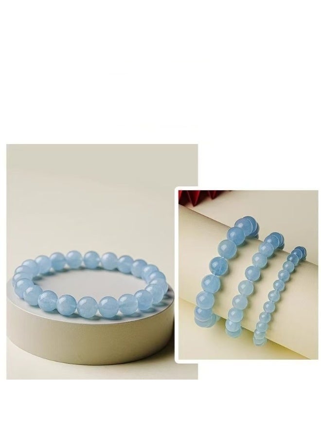تشوميل سوار مطاطي من خرز الأكوامارين الطبيعي الأصلي - بلورة شفاء زرقاء سماوية للهدوء - Image 4
