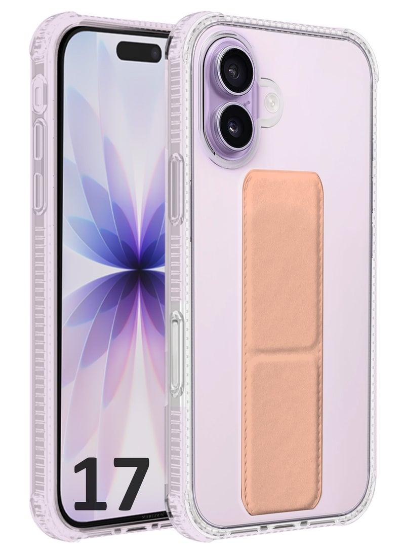 CATANES Finger Grip Clear Case Cover for iPhone 17- Kickstand Car Magnetic Holder Multi-function Protective Two-in-one Case - Pink - Image 1