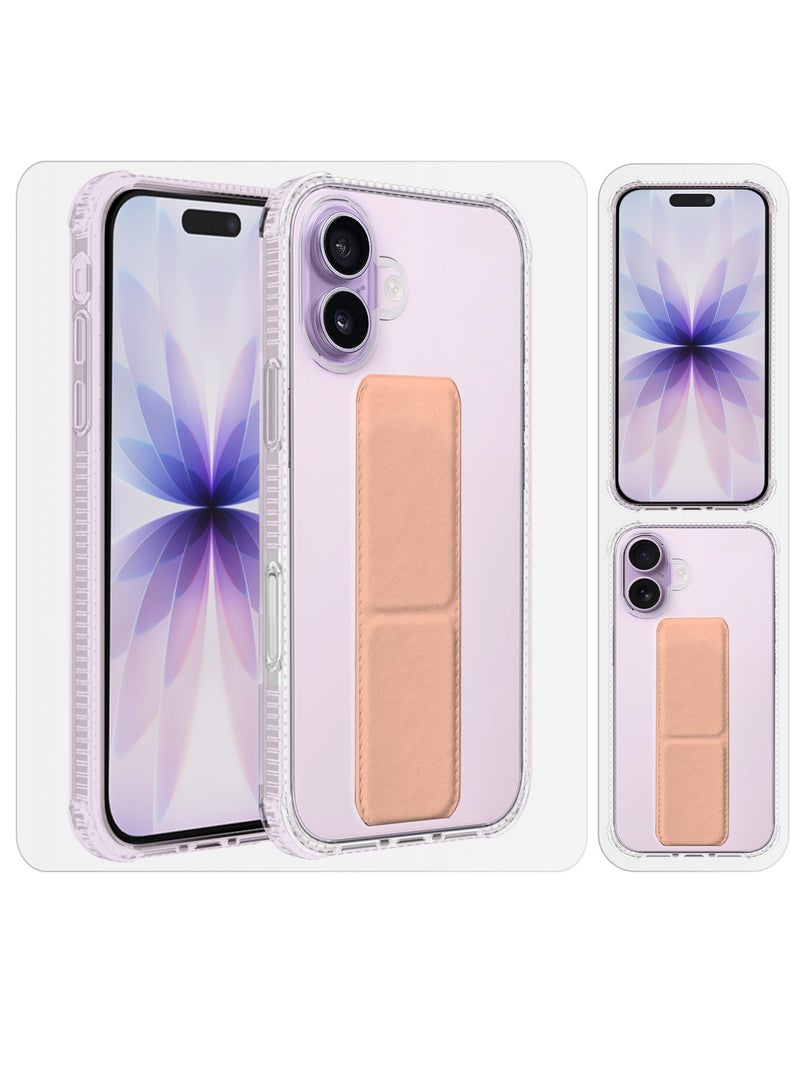 CATANES Finger Grip Clear Case Cover for iPhone 17- Kickstand Car Magnetic Holder Multi-function Protective Two-in-one Case - Pink - Image 5