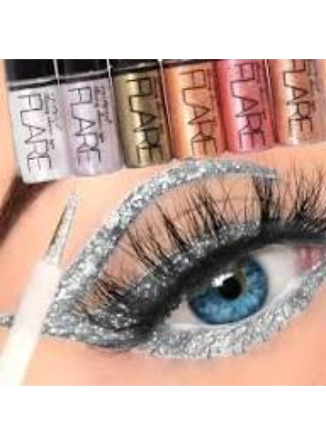 فلاير Diamond Glitter Eyeliner Liquid Set, 10 PCS Shimmer Metallic Eyeshadow Waterproof Makeup Kit Sparkling Colorful Eyeliner Kit - Image 4