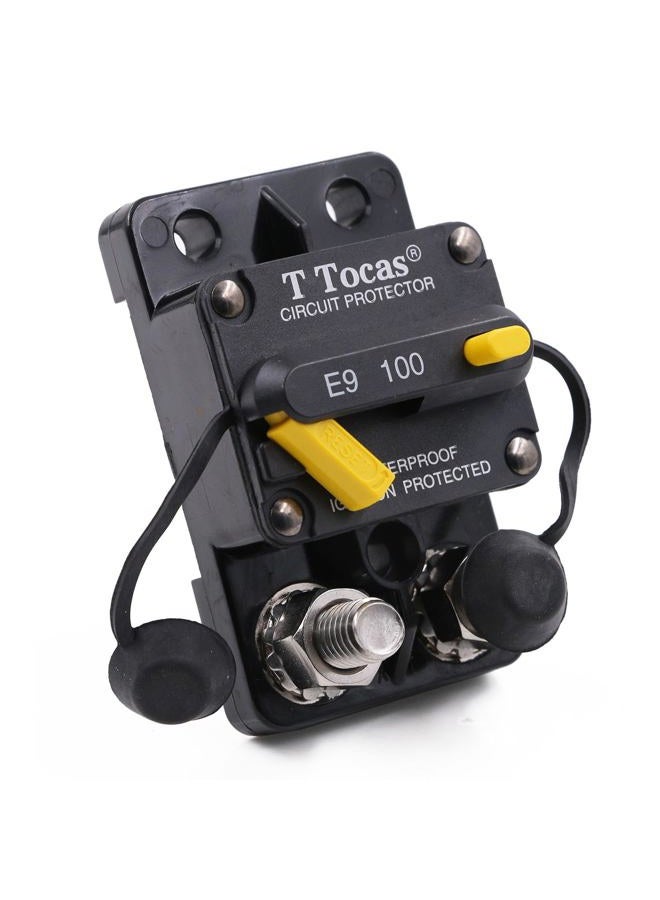 T Tocas 100 Amp Surface-Mount Circuit Breaker Double 3/8" Stud with Manual Reset, 12V- 48V DC, Waterproof (100A) - Image 1