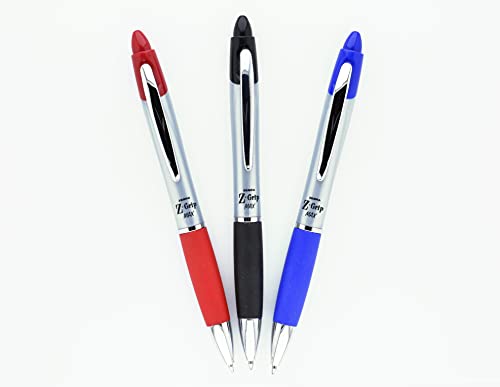 Zebra Pen Z-Grip MAX Retractable Ballpoint Pen, Medium Point, 1.0mm, Silver Barrel, Blue Ink, 12-Pack (22420) - Image 4