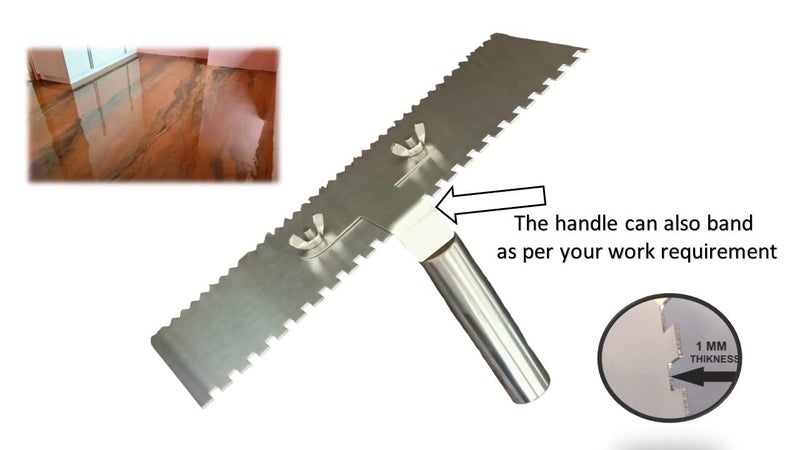 MD Style 11x 3.5 In. Square & V Notch Metal Trowel Fix Thickness for Flexible Resin Spreader Set, Reusable Trowel Scrapers for Epoxy,Fillers,Putty,Caulk,Spackling Paste (2MM - 4MM With SS Handle) - Image 5