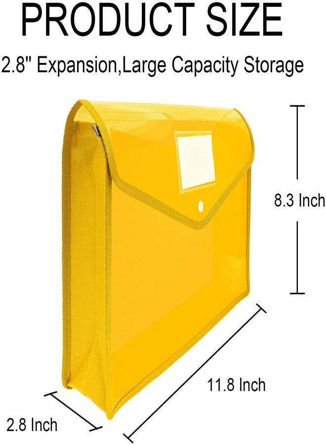 ANG A4 Plastic File Folder Poly Envelope Expanding File Wallet Document Organizer with Snap Closure & Label Pocket Clear Coloured Waterproof Accordion File Pouch for Office Home Storage-Set of 3 - Image 5