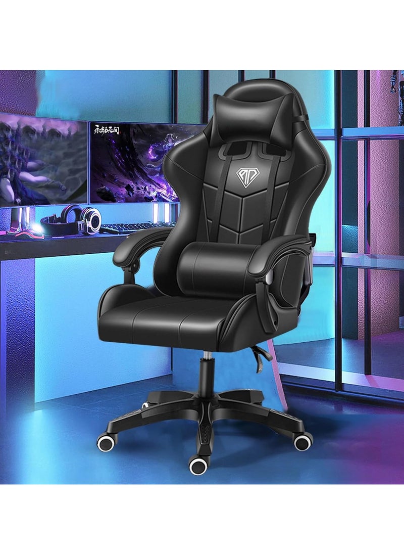 OHAHO Gaming Chair, Ergonomic High Back Gaming Chairs Reclining & Height Adjustable Computer Chair with Neck and Massage Lumbar Support, Comfortable Armrest Headrest (black)  - Image 2