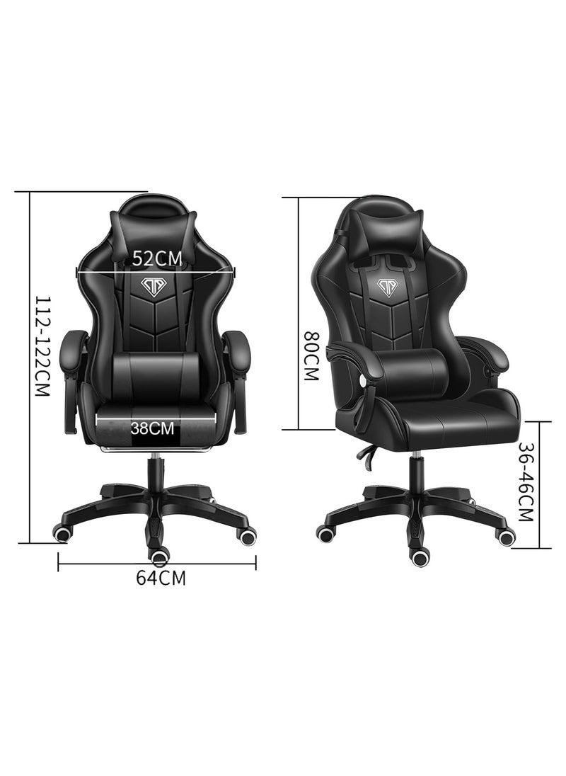 OHAHO Gaming Chair, Ergonomic High Back Gaming Chairs Reclining & Height Adjustable Computer Chair with Neck and Massage Lumbar Support, Comfortable Armrest Headrest (black)  - Image 3