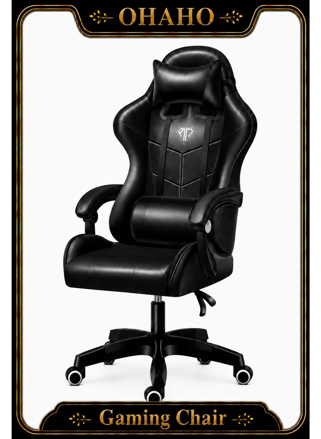 Gaming Chair, Ergonomic High Back Gaming Chairs Reclining & Height Adjustable Computer Chair with Neck and Massage Lumbar Support, Comfortable Armrest Headrest (black)