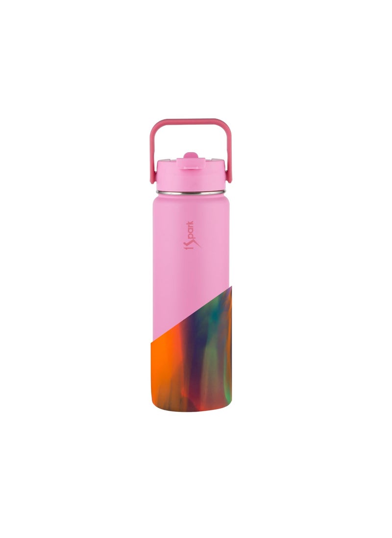 1Spark 1Spark Dual Lid Dreamer 18hrs Hot 30hrs Cold 750 ml BottlePack of 1Steel Pretty Pink Rainbow 