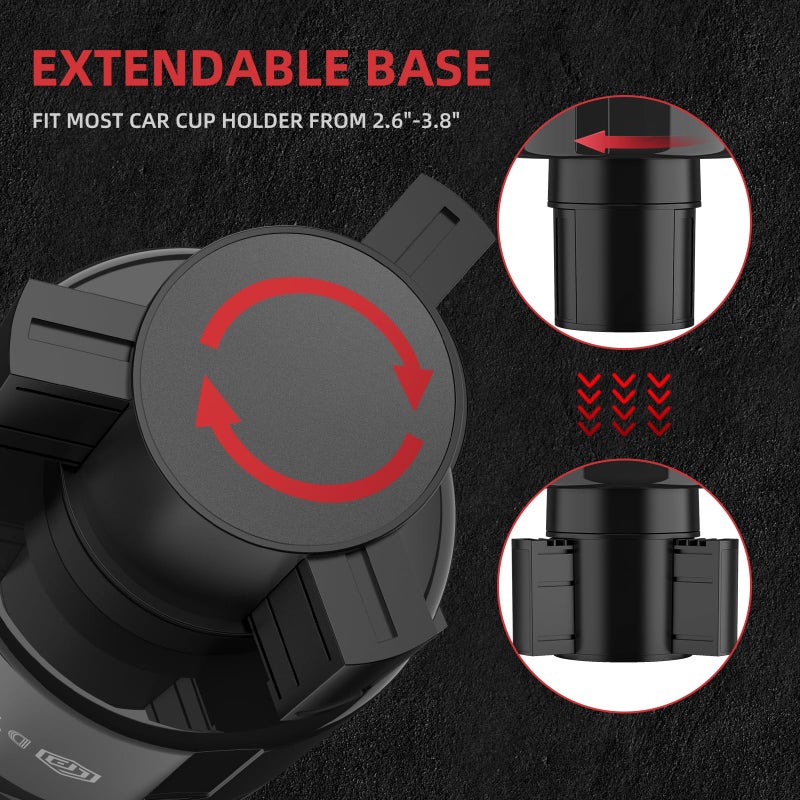 DYLEN Car Cup Holder Expander, Cup Holder Extender Adapter for Car with Expandable Insert, Compatible with Yeti 20/26/30oz, Hydroflask 32/40oz, Large Water Bottles in 3.0"-4.1" - Image 4