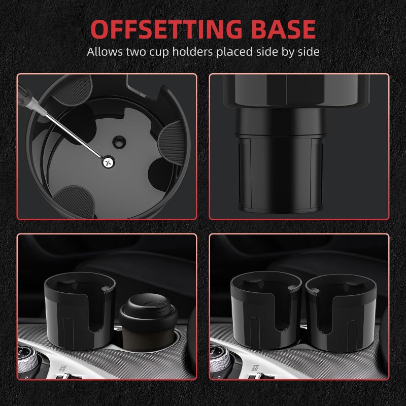 DYLEN Car Cup Holder Expander, Cup Holder Extender Adapter for Car with Expandable Insert, Compatible with Yeti 20/26/30oz, Hydroflask 32/40oz, Large Water Bottles in 3.0"-4.1" - Image 5