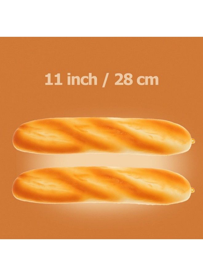 Gresorth كعكة وهمية مصنوعة من مادة البولي يوريثين مقاس 11 بوصة، خبز فرنسي طويل، نموذج ديكور ألعاب مطبخ، قطعتان - Image 3