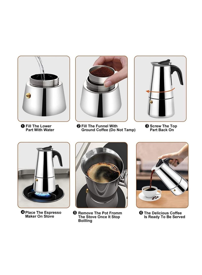 Coffee maker Moka Pot, 2/4/6/9/12 Cups Stainless Steel Cafe Percolator Maker, Italian coffee machine Fit Induction Cookers Coffeeware  - Image 4