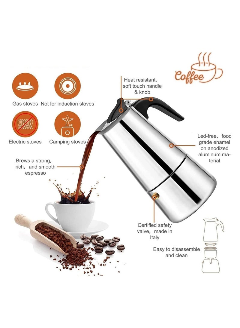 Coffee maker Moka Pot, 2/4/6/9/12 Cups Stainless Steel Cafe Percolator Maker, Italian coffee machine Fit Induction Cookers Coffeeware  - Image 3