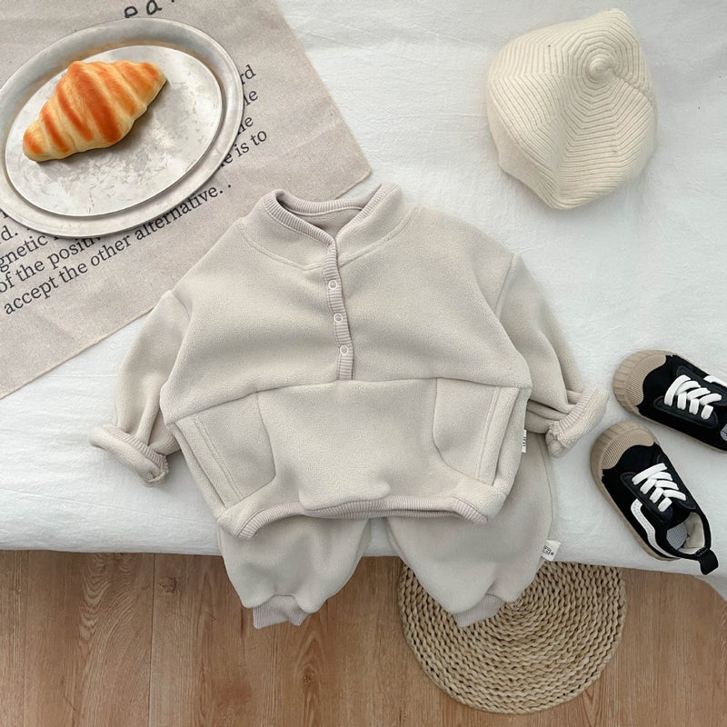 2023 Winter Fleece Baby Casual Outfit Apricot 