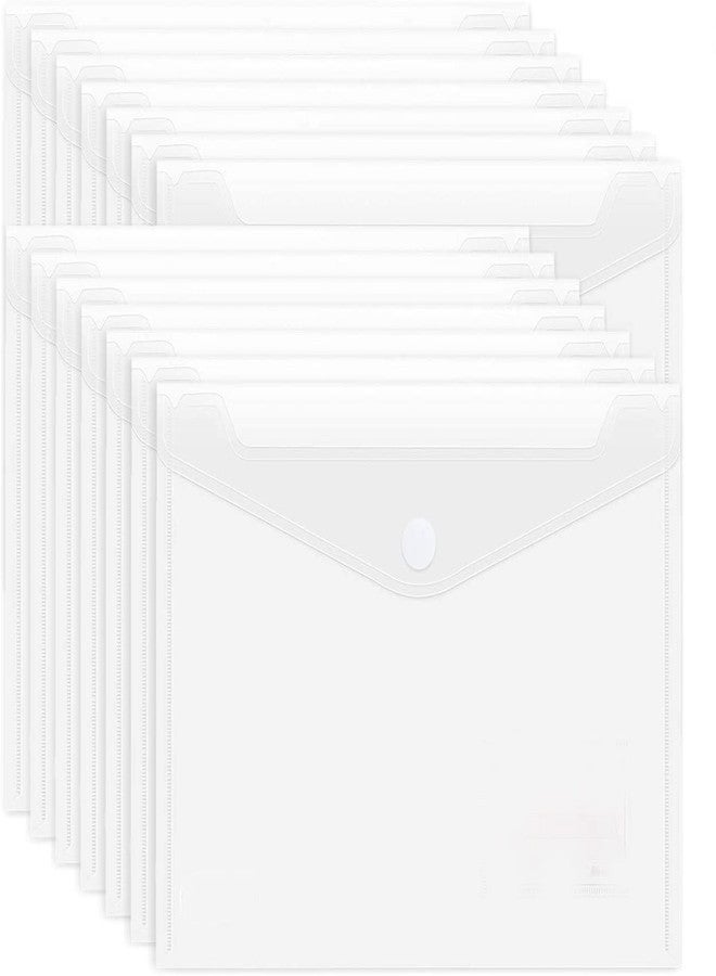GreatDio® (15 Qty) A4 Document File Bag,Transparent Envelope Holder Storage Case, Organizer, Clear Plastic Container for Papers, Stationery - Image 1