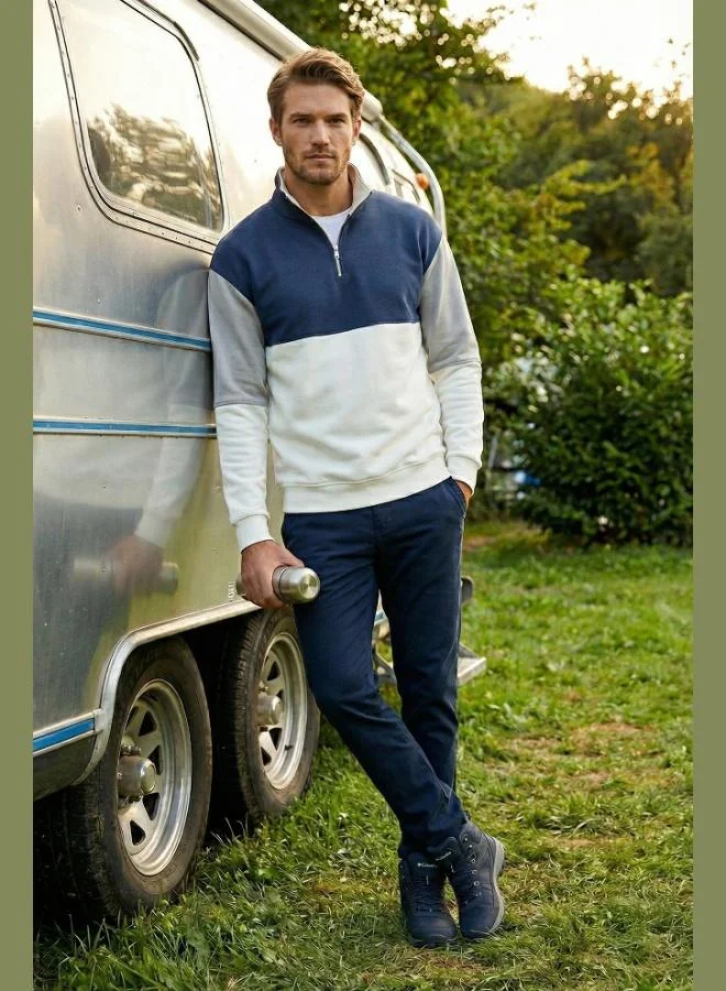 Buratti Buratti Color Block Regular Fit Half Zipper Stand Collar Sweat Men's SWEAT 5905719