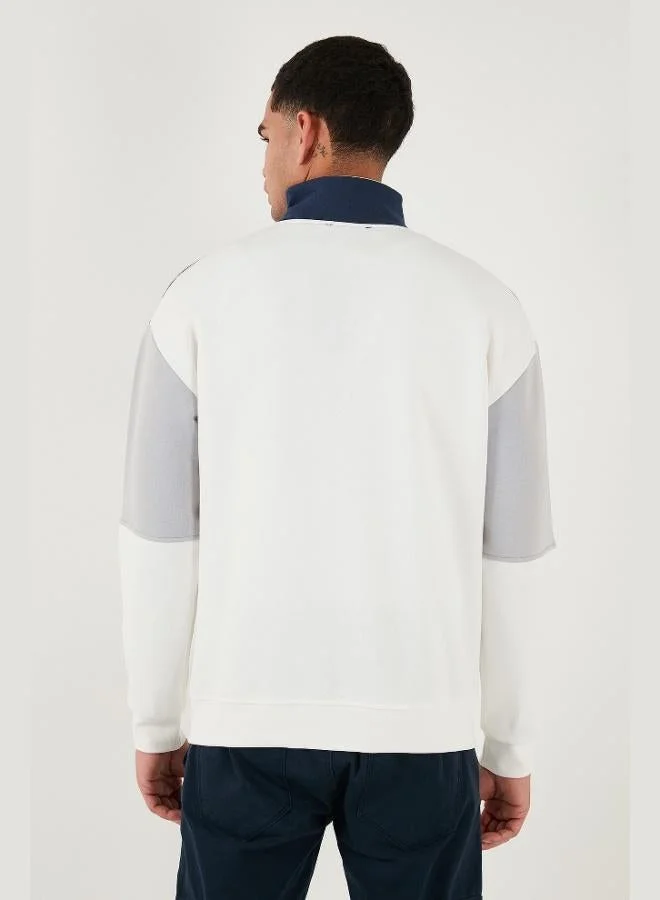 Buratti  Buratti Color Block Regular Fit Half Zipper Stand Collar Sweat Men's SWEAT 5905719 for Men | Best Price UAE