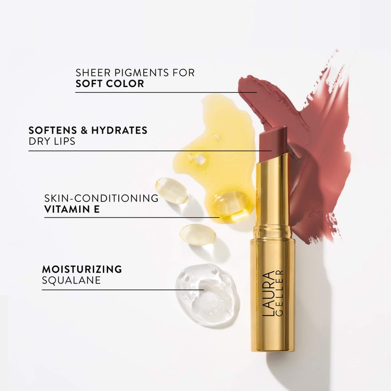 LAURA GELLER NEW YORK Jelly Balm Moisturizing Tinted Lip Balm - In the Buff - Hydrating Vitamin E - Semi-Shine Finish - Image 3